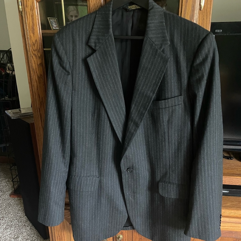 Limited Edition men’s 2 pc. Large size charcoal gray pinstripe suit
